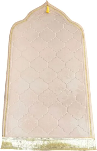 Alfombra de oración musulmana, gruesa y suave, alfombra musulmana portátil, alfombra de oración musulmana, alfombra de oración turca, alfombra Beige