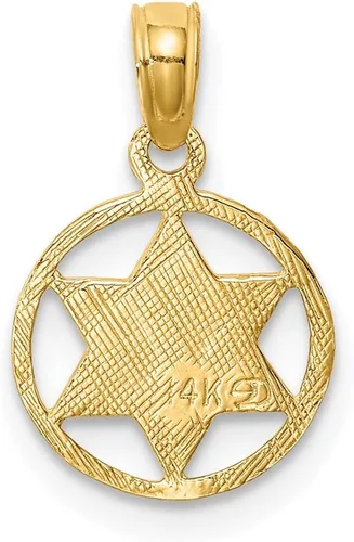 Miniatura 3 de Colgante de oro amarillo de 14 k con estrella de David en círculo, Metal, No es una piedra preciosa
