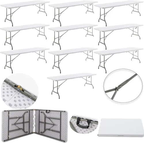 Miniatura 23 de BTEXPERT Juego de 2, mesa plegable de utilidad de 4 pies, ligera, altura ajustable, portátil, con asa de transporte, para interiores y exteriores