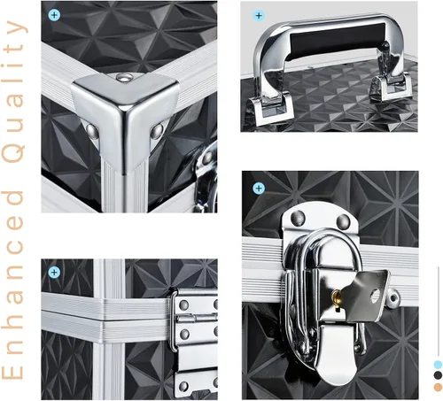 Miniatura 5 de FRENESSA Estuche Profesional Rodante para Maquillaje de Aluminio con Carrito de Tren y Ruedas para Organizador de Cosméticos de Viaje con Cajones