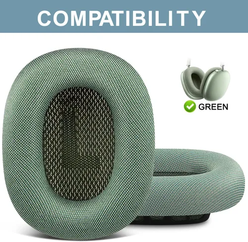 Miniatura 2 de SOPROM Almohadillas de repuesto mejoradas para auriculares supraaurales Airpods Max, almohadillas con tela de malla duradera, espuma más suave, Verde