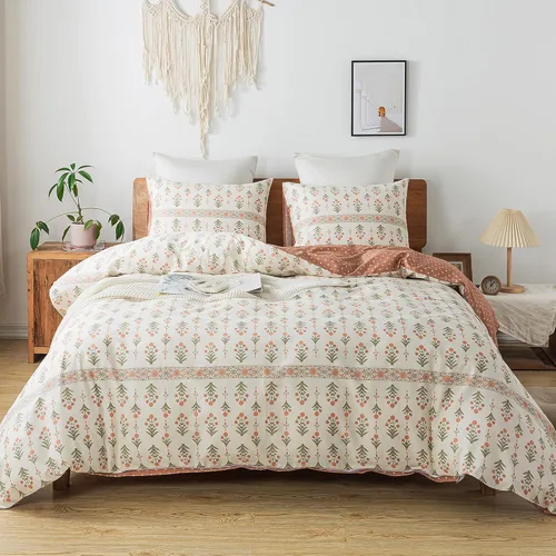 Miniatura 81 de HoneiLife Funda de edredón retro tamaño King, funda de edredón 100% algodón, suave y transpirable, juegos de ropa de cama para cama King