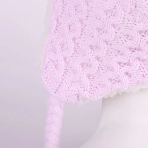 Miniatura 9 de Gorro de punto con solapa para las orejas para bebé, de piel sintética, con pompón, para invierno, cálido, forro polar