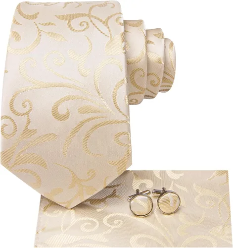 Miniatura 294 de Hi-Tie Corbatas de seda para hombre, diseño de cachemira a rayas, con bolsillo, gemelos cuadrados, conjunto formal de negocios