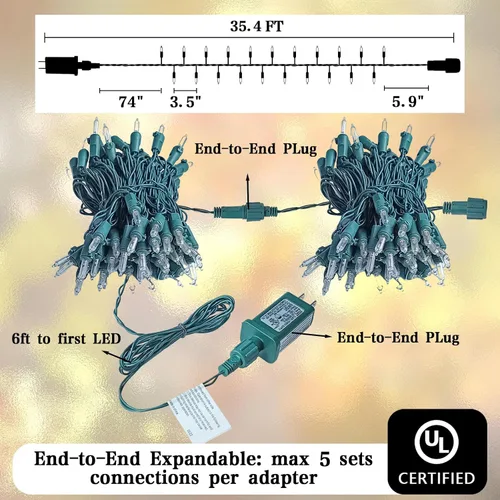 Miniatura 3 de 100 luces LED parpadeantes suaves, luces de Navidad centelleantes lentas, 50 de 100 luces parpadeantes, brillo suave impermeable, certificado UL, 29