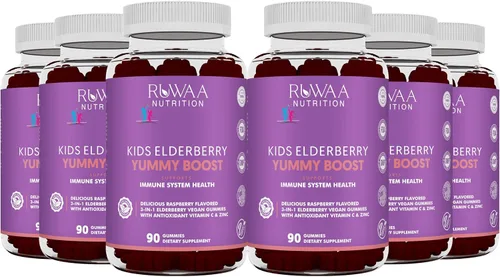 RUWAA NUTRITION Sambucus Gomitas de saúco para niños con zinc y vitamina C: antioxidantes, vitaminas de apoyo inmunológico, apoya la salud del