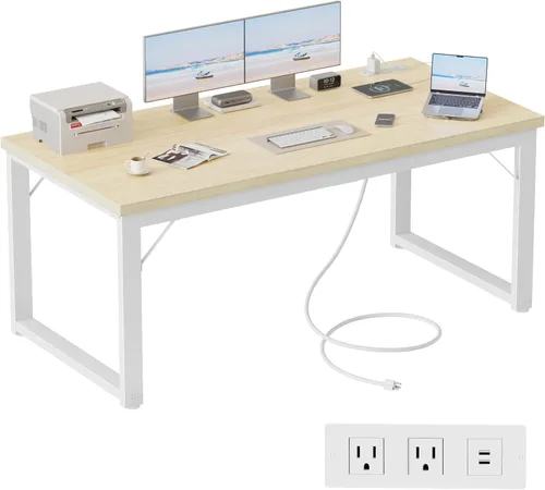 Miniatura 40 de Mericonia Escritorio para computadora de 40 pulgadas, escritorio ejecutivo moderno y grueso, mesa de escritura simple resistente para el hogar, roble