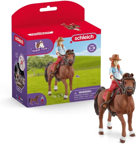 Schleich Horse Club - Juego de 10 piezas de Hannah y Cayenne - Juguetes de caballo y jinete para niñas y niños con accesorios de equitación - Set de
