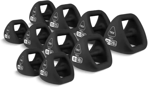 Miniatura 2 de TRX YBell - Juego de pesas rusas de neopreno, paquete de 10 piezas con estante vertical, pesas rusas 3 en 1, mancuernas y barra de levantamiento