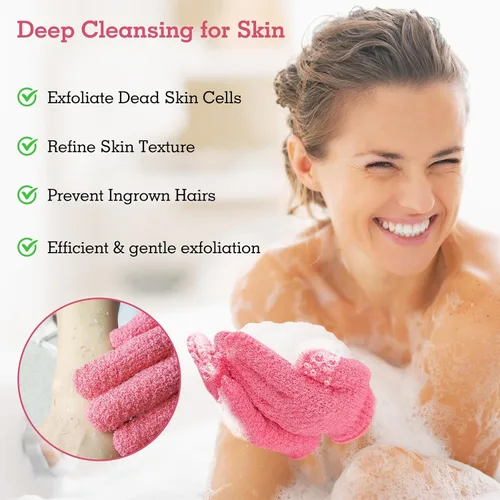 Miniatura 3 de Evridwear Guantes Exfoliantes para Ducha, 100% Nylon Gruesos Suaves Medianos Pesados Guantes de Baño Removedor de Piel Muerta Exfoliante Corporal