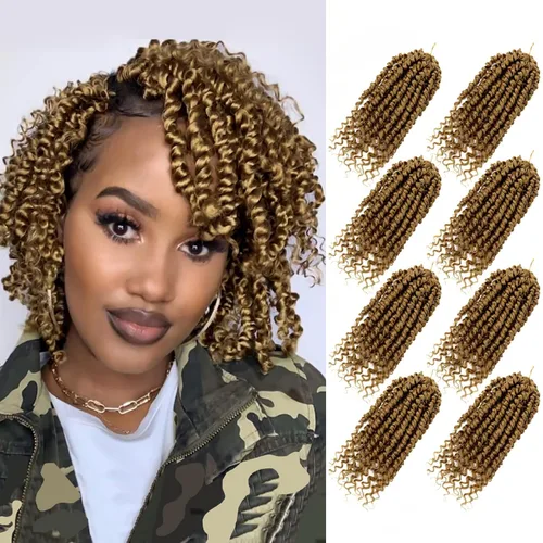 Miniatura 41 de Bileaf Cabello de Ganchillo Passion Twist Pre-retorcido de 10 Pulgadas, 8 Paquetes de Ganchillo Passion Twist, Cabello Corto Passion Twist