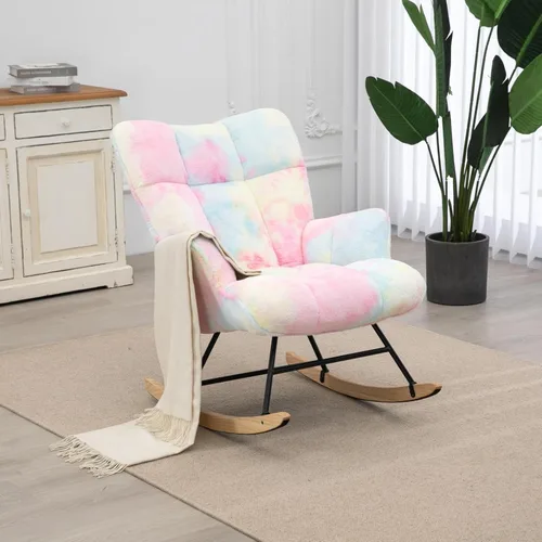 Miniatura 12 de SAETSFEG Mecedora de Guardería Teddy Tapizada Silla Mecedora Deslizante Silla de Acento Mecedora Asiento Acolchado con Respaldo Alto Sillón Silla