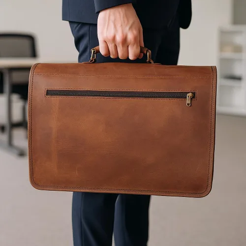 Miniatura 6 de Bolsa de mensajero de cuero para hombres y mujeres de 18 pulgadas, maletín grande vintage, bolso de hombro para laptop, bolsa bandolera unisex