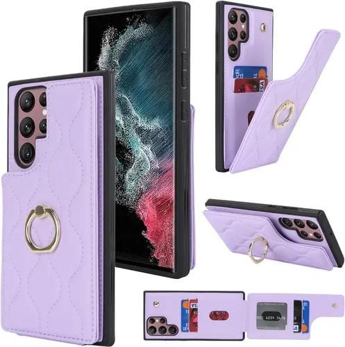 Miniatura 10 de Lipvina Funda para Samsung Galaxy S22 5G con tarjetero para mujer, tarjetero de crédito, soporte de anillo de soporte, funda tipo cartera