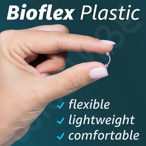 Miniatura 5 de Retenedores de piercing transparentes de 16g para cirugía - Plástico Bioflex transparente para cejas curvado - Pendientes de cartílago invisibles