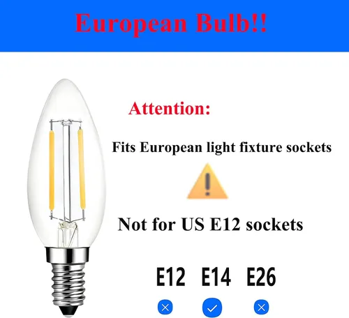 Miniatura 2 de Beonllay - Bombillas LED de casquillo de candelabro E14 con base europea, 25 W de equivalencia, 110 V, 2700 K, luz blanca cálida, bombillas LED E14