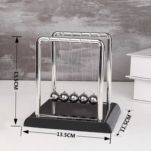 Miniatura 2 de Newtons - Bolas de equilibrio de cuna, bolas de péndulo de 5 bolas con base negra, péndulo de cuna de Newtons, decoración de escritorio para Negro 5