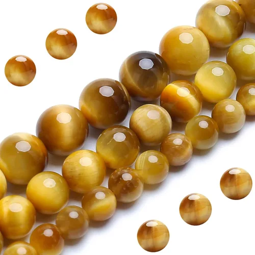 Miniatura 6 de Cuentas Naturales Clásicas de Ojo de Tigre, Cuentas Redondas de Piedra Preciosa de Grado AAA en Lote Suelto de 8MM 100PCS, Opciones a Granel, Clásico