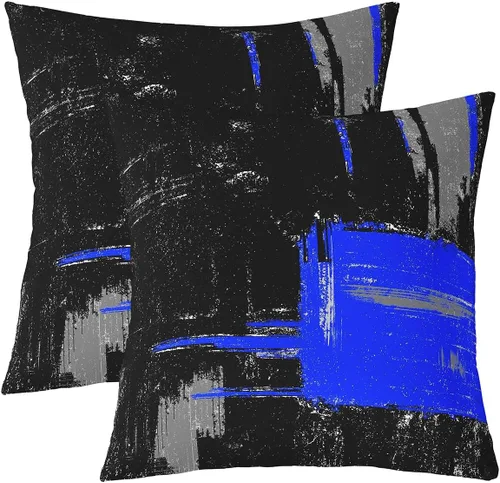 Juego de 2 fundas de almohada abstractas de 16 x 16 pulgadas para niños, niñas, adolescentes, decoración de dormitorio, moderna a rayas, decoración