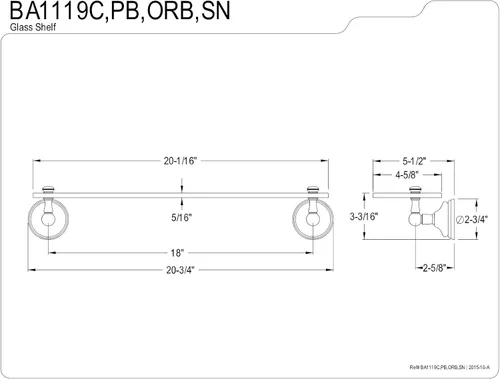 Miniatura 2 de Kingston Brass BA1119PB Estante de cristal victoriano, latón pulido