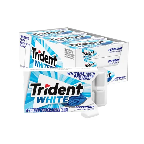 Miniatura 8 de Trident White Sugar-Free Chewing Gum with Xylitol, Peppermint, 180 Piece Bulk Resealable Bag (Pack of 16)