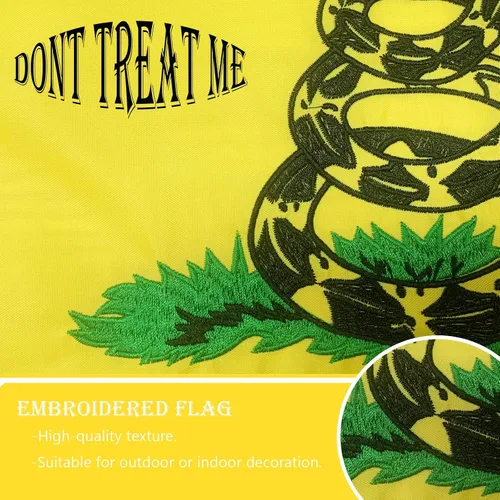 Miniatura 3 de Bradford Bandera Dont Tread on Me de 12 x 18 pulgadas, banderas Gadsden bordadas de doble cara para exteriores, color amarillo, serpentina