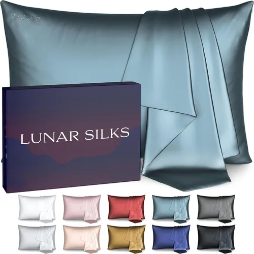 Miniatura 9 de Funda de almohada de seda real de morera 100% pura de grado 6A, 22 momme (ambos lados), para cabello y piel, sin acné, 1 unidad en caja de regalo