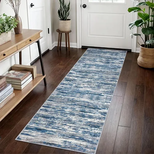 Miniatura 11 de SIILOOM 2 x 3 Alfombra moderna y abstracta para entrada, alfombra neutra azul marino gris multicolor súper suave de área pequeña, alfombras lavables