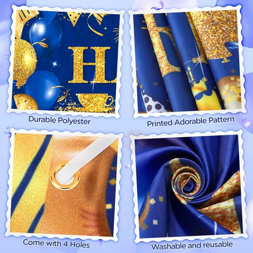 Miniatura 6 de Decoraciones de feliz jubilación: pancarta grande azul marino dorado con 18 globos para hombres y mujeres, fiestas, cabina de fotos, suministros