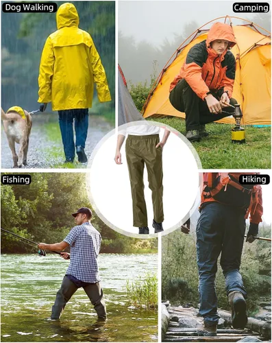 Miniatura 6 de iCreek Pantalones de lluvia para hombre, impermeables, resistentes al viento, ligeros, para senderismo, trabajo, lluvia, al aire libre, para golf