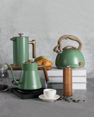 Miniatura 2 de POLIVIAR - Molinillo de café manual, molinillo de granos de café con rebabas de cerámica ajustables, molinillo de café de mano de madera