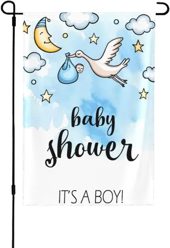 Miniatura 11 de Bandera de bienvenida para el jardín del bebé, cigüeña, baby shower, fiesta familiar, recién nacido, bandera de revelación de género, letrero