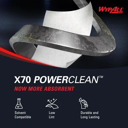 Miniatura 8 de WypAll PowerClean X70 Paños de Servicio Mediano (41455), Caja Emergente, Toallas de Larga Duración, Blanco