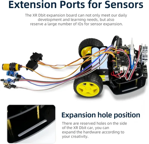 Miniatura 6 de Microbit - Kit de coche robot 2WD para Micro:bit V2 y V1.5 (no contenido), coche de codificación gráfica de código de imagen con sensor ultrasónico