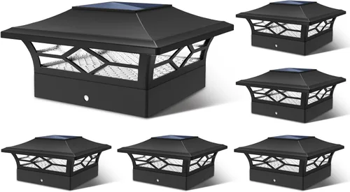 Miniatura 15 de Luces Solares para Tapas de Postes Exteriores Paquete de 4, Impermeables, Alimentadas por Energía Solar, Luces para Postes de Terraza y Valla
