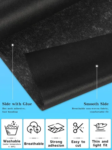 Miniatura 3 de Entretela Fusible Ligera Negra para Coser: 11.6" X 30yd Tela de Entretela para Coser, Entretela Termoadhesiva No Tejida de Un Solo Lado