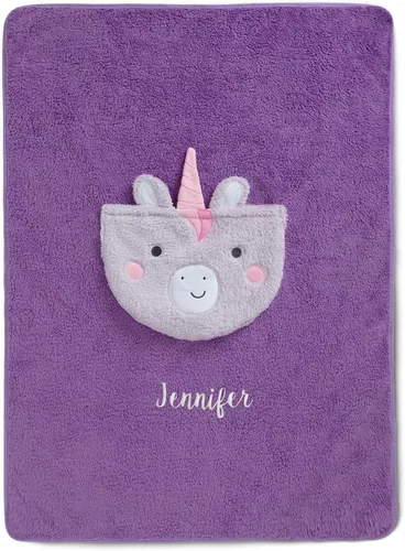 Miniatura 8 de Delta Children Manta Sherpa personalizada con bolsillo de almacenamiento para niños, gato magenta