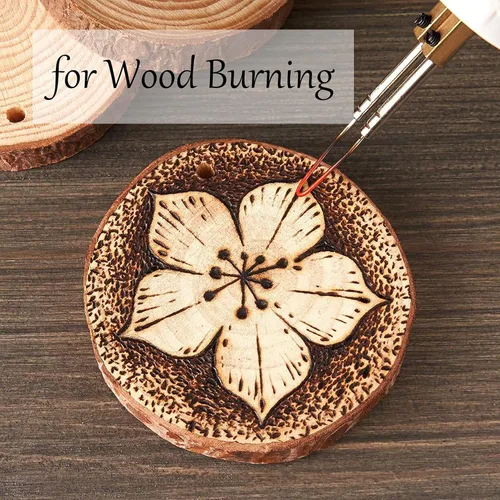 Miniatura 5 de Rebanadas de madera natural sin terminar, 80 círculos de madera de 3.2 a 4 pulgadas para manualidades, adornos de Navidad, kit de madera con broca