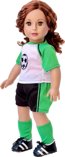 Miniatura 4 de Soccer Girl - Traje de fútbol de 4 piezas - Camisa, pantalones cortos, calcetines y zapatos - Ropa para muñecas de 18 pulgadas (toll no incluido)