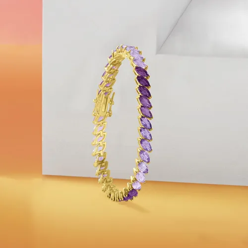 Miniatura 3 de Ross-Simons Pulsera de tenis de amatista degradado de 17 quilates en oro de 18 quilates sobre plata de ley