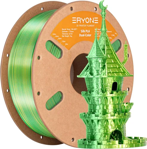 ERYONE Filamento de ácido poliláctico (PLA) de seda bicolor para impresora 3D, de 1.75 mm +/- 0.03 mm, carrete de cartón de 1 kg (2.2 libras),