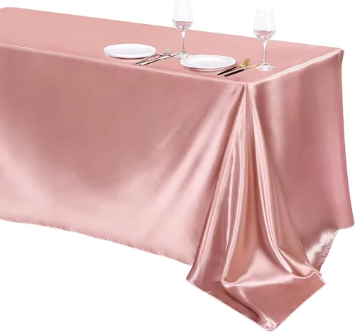 Miniatura 28 de TURSTIN Paquete de 4 manteles de satén negro de 102 x 58 pulgadas, mantel rectangular de seda brillante, tela suave, decoración de mesa para bodas