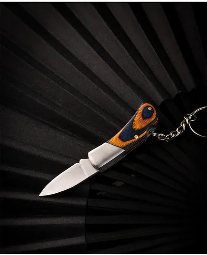 Miniatura 5 de Luvbestaken - 2 cuchillos de bolsillo pequeños, mini cuchillo para llavero, cuchillo de acero inoxidable EDC, cuchillo plegable con mango de madera