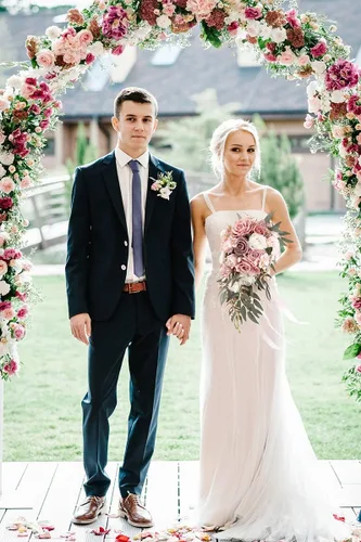 Miniatura 3 de Ansofi Ramos de boda de rosas polvorientas de 9 pulgadas para novia, ramo de novia en cascada para novia, rosas artificiales de seda, ramo de flores