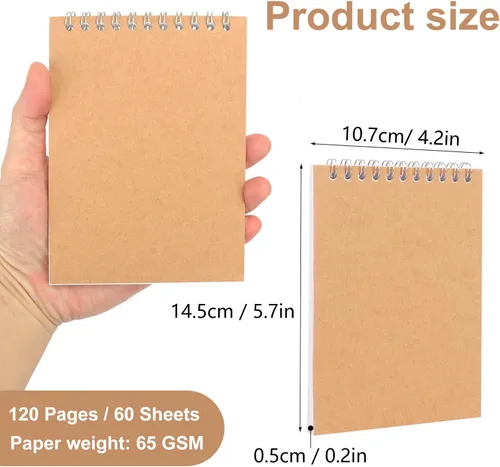 Miniatura 2 de Paquete de 25 cuadernos de bocetos A6, cuaderno de bocetos en espiral A6 de 5.7 x 4 pulgadas, diario de naturaleza y dibujo, duradero, portátil