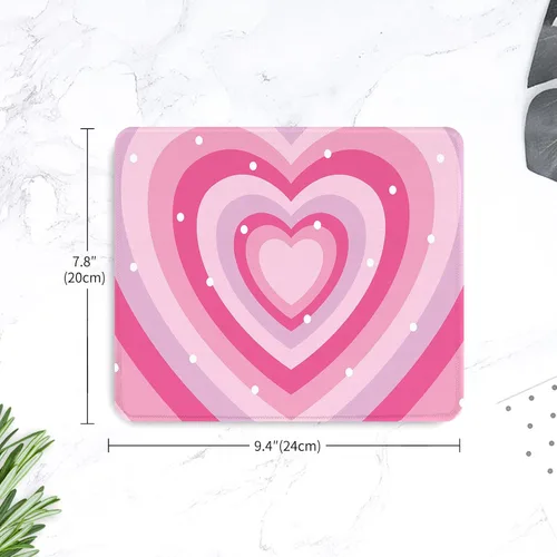 Miniatura 7 de Seorsok Alfombrilla de mouse con forma de corazón rosa, cuadrada, impermeable, base de goma antideslizante, para computadora portátil de oficina