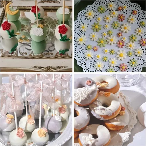 Miniatura 5 de Mujiang Moldes de silicona con diseño de margaritas de rosas, moldes para decoración de tartas, orquídeas y flores, juego de 4