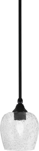 Miniatura 70 de Toltec Lighting Tallo Colgado Mini colgante, acabado de cobre negro, 3.5" cuadrado humo burbuja vidrio