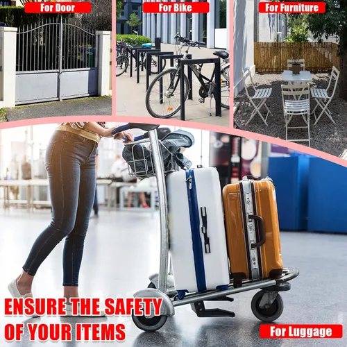 Miniatura 8 de Candados de cable de 4 pies/6 pies/10 pies/15 pies con combinación de cable de seguridad de 1/8 pulgadas con bucles para cerca, equipaje, gimnasio