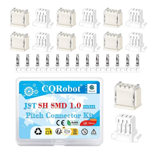 Miniatura 107 de CQRobot JST EL 4.5 mm de paso 2 pines conector electrónico IC macho, enchufes hembra carcasa y kit de terminales de crimpado en T macho/hembra. 50